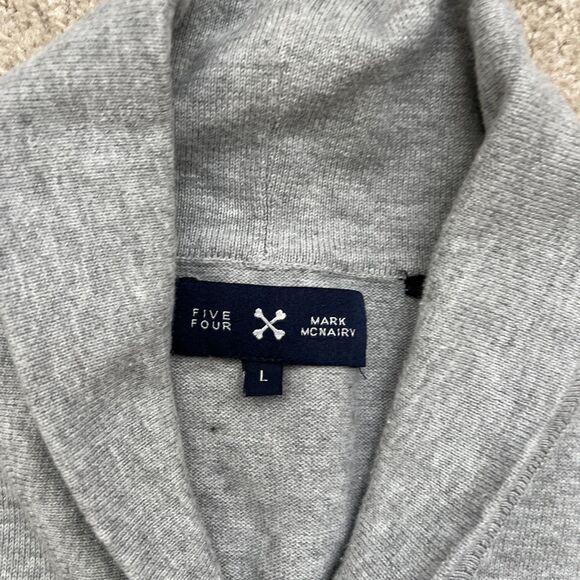 Five Four Mark McNairy Cardigan Sweater Men Large Gray Shawl Collar Cotton Light - Picture 2 of 7